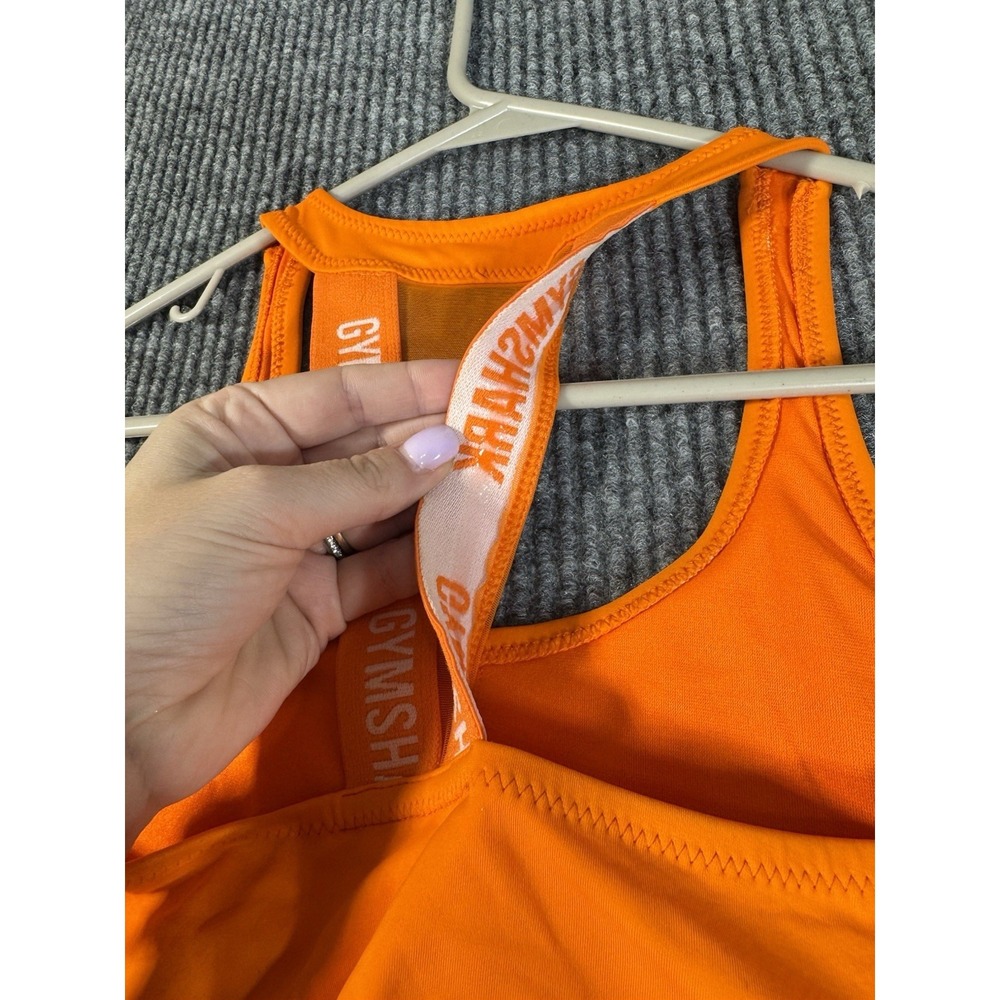 Gymshark Orange Sports Bra Racerback Logo Accent Breathable Knit Pullover - Picture 4 of 6